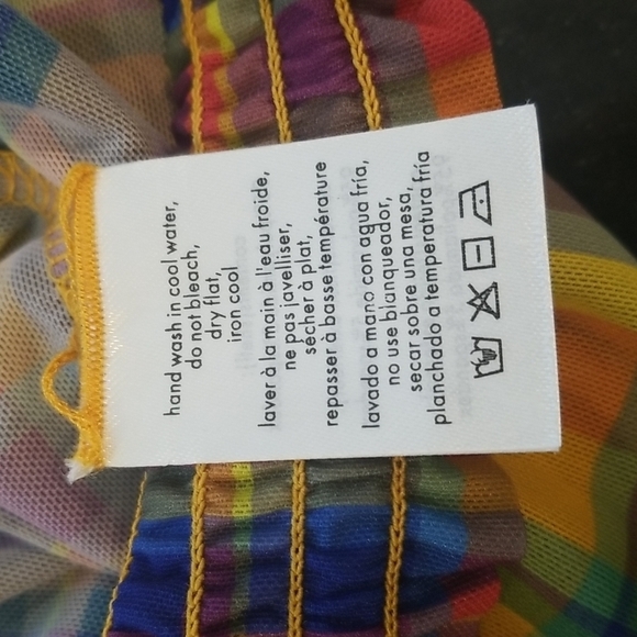 💕WEWOREWHAT💕 Plaid Print Smocked Mesh Pants ~ Swimsuit Coverup Large L NWT - Picture 16 of 16